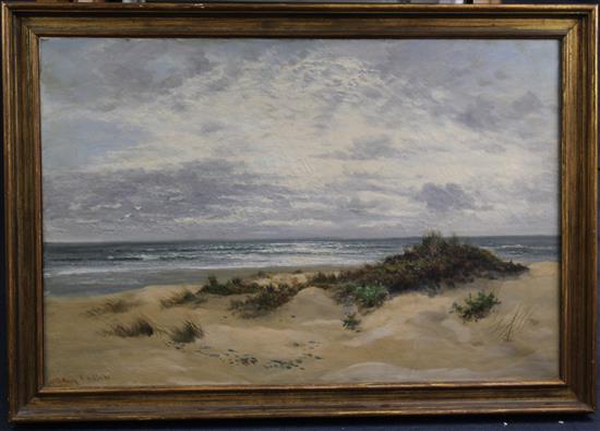 Sidney Eastlake (20thC) Sand dunes with waves beyond, 24 x 36in.